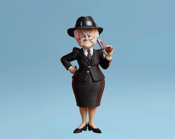 Omafiguur | Peaky Blinders-standbeeld gangster | Handgemaakt verzamelobject | Cartooncadeau