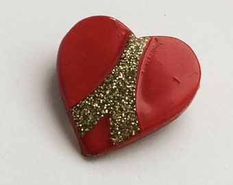 Red Heart Brooch, Valentines Day Gift