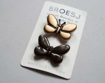 Butterfly Brooch Set Brown