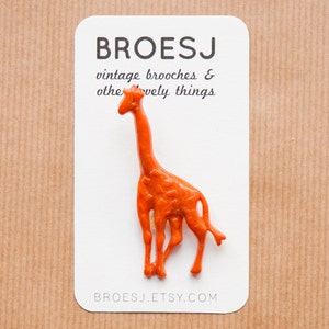 Giraffe Brooch Orange Plastic Pin