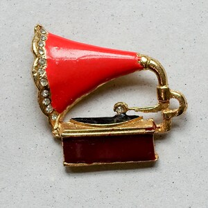 vintage grammofoon speler broche image 7