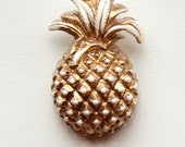 Vintage Pineapple Brooch White and Gold