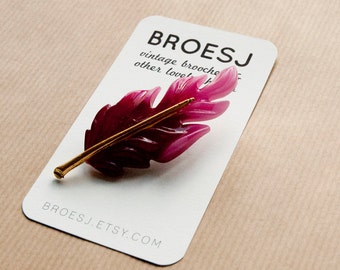 Fuchsia Leaf Brooch Pin Vintage