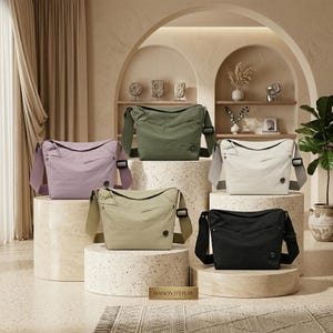 Waterproof Nylon Crossbody Bag for Women | Lightweight Everyday Shoulder Bag with Wide Strap