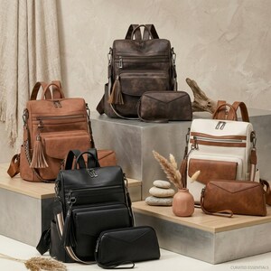 Leather Anti Theft Convertible Backpack Purse - Etsy display picture 1