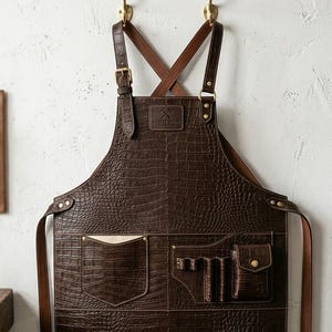 Unique Crocodile Leather Apron Pattern, Artisan Leather Tool Kit Digital Design, Luxury Gator Embossed DIY Leathercraft Template