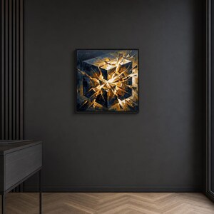 The Break - Abstrakt orfistisk konsttryck | Mörkguldgeometrisk nedladdning | Filosofisk väggkonst | Hög upplösning