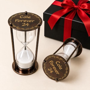 Clessidra personalizzata, regalo di anniversario con incisione personalizzata, regalo romantico per coppie, ricordo di nozze, decorazione per la scrivania, decorazione con clessidra.