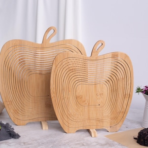 Personalized Wooden Fruit Basket, Folding Fruit Bowl, Christmas Gift, Housewarming Gift, Kitchen Decor, Custom Family Gift, Farmhouse Decor image 9