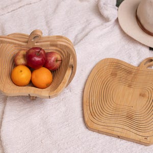 Personalized Wooden Fruit Basket, Folding Fruit Bowl, Christmas Gift, Housewarming Gift, Kitchen Decor, Custom Family Gift, Farmhouse Decor image 10