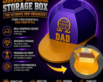 3D Printed Cap Storage Box | Jewelry & Accessories Organizer | Fathers Day | Personalized Gifts