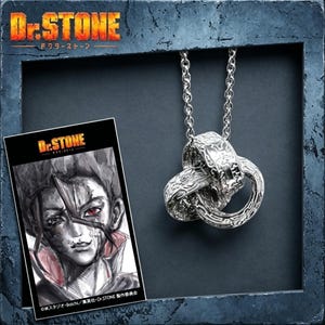 Dr. STONE-inspirerat halsband - Trippel sammankopplande ringhänge - Stentextursmycken - Gamerpresent