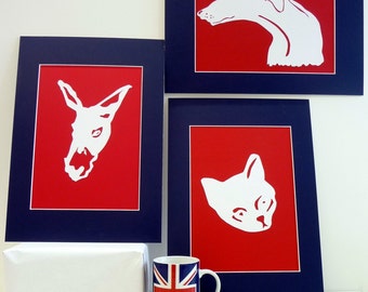 Handmade Paper Cut - Greyhound, Cat or Donkey