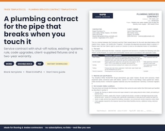 Plumbing Services Contract template