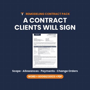 Remodeling Contract Template, Home Improvement Contract, Allowances, Progress Payments, Word Google Docs PDF image 10