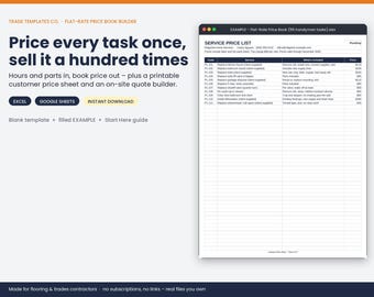 Flat-Rate Price Book Builder template