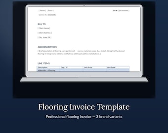 Modelo de Fatura para Instalação de Pisos | Fatura Editável para Empreiteiros | Word + Google Docs + PDF | 3 Estilos de Cores | Download Imediato