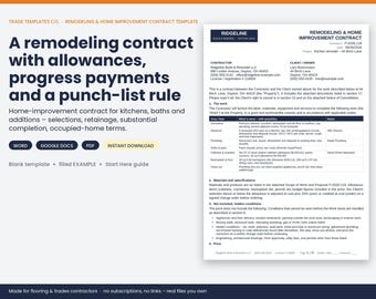 Remodeling contract template