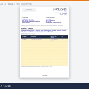 Scope of Work Template, Construction SOW, Exclusions & Assumptions Library, Short Form, Word Google Docs PDF image 5