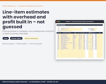 Contractor Estimate Calculator template