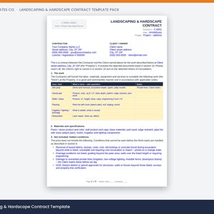 Preview of the filled example in the Landscaping & Hardscape Contract Template Pack, showing a real job.