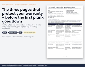 Pre-Install Inspection + Moisture Log template