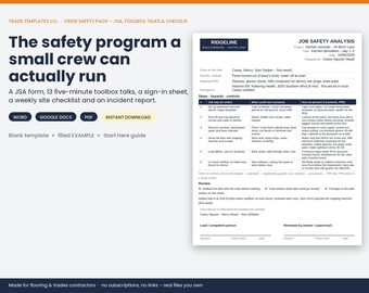 Crew Safety Pack: JSA + Toolbox Talks template