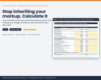 Overhead, Markup and Break-Even Calculator template
