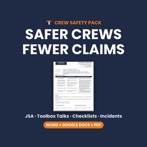 Toolbox Talks, JSA Form, Job Safety Analysis, Safety Meeting Sign In, Jobsite Checklist, Word Google Docs PDF image 10