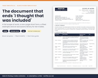 Scope of Work Template Pack template