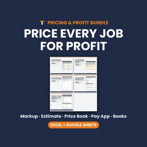 Contractor Pricing Bundle, Markup Calculator, Estimate Template, Flat Rate Price Book, Pay App, Excel Google Sheets image 1