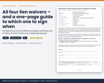 Lien Waiver Template Pack template