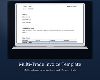 Modelo de Fatura para Empreiteiros | Fatura de Construção em Word + Google Docs + PDF | Editável para Diversos Serviços | 3 Estilos | Download Imediato