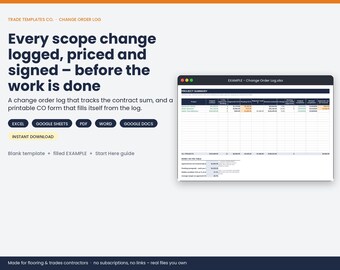 Change Order Log template