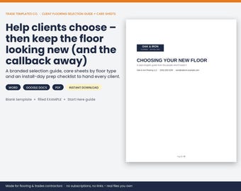 Flooring Selection Guide + Care Sheets template