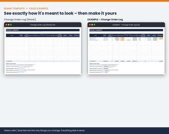 Change Order Log, Construction Change Order Tracker, Revised Contract Sum, T&M Ticket, Excel Google Sheets