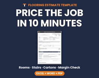 Flooring Estimate Template, Flooring Estimate Calculator, Material Takeoff, Margin Check, Excel Google Sheets