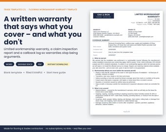 Flooring Workmanship Warranty template