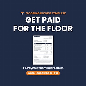 Flooring Invoice Template, Materials Labor Deposit, Payment Reminder Letters, Word Google Docs PDF image 1