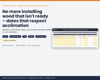 Flooring Job Schedule + Acclimation Tracker template