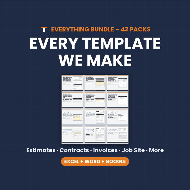 Contractor Templates Mega Bundle, All 42 Packs, Estimates, Invoices, Contracts, Proposals, Excel Word Google image 8