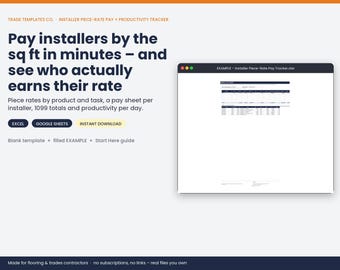 Installer Piece-Rate Pay Tracker template