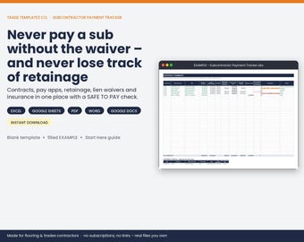 Subcontractor Payment Tracker template