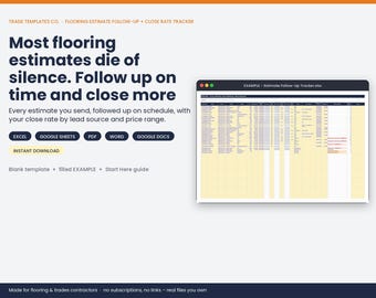 Estimate Follow-Up + Close Rate Tracker template