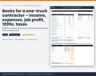 Contractor Bookkeeping Spreadsheet template