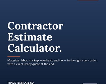 Calculadora de Orçamento para Empreiteiros | Planilha de Orçamento para Construção Civil | Materiais, Mão de Obra e Impostos | Modelo em Excel + Planilhas Google