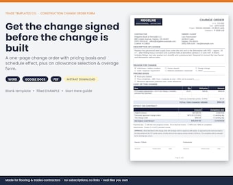 Construction Change Order Form template
