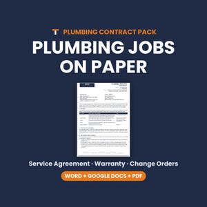 Plumbing Contract Template, Plumbing Service Agreement, Plumber Contract, Warranty, Change Order, Word Google Docs PDF image 10