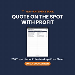 Flat Rate Price Book, Handyman Price List, Service Pricing Template, Quote Builder, Excel Google Sheets image 9