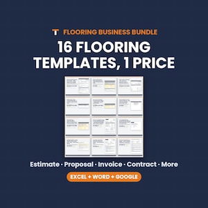 Flooring Business Bundle, 16 Contractor Templates, Estimate, Proposal, Invoice, Contract, Excel Word Google image 1